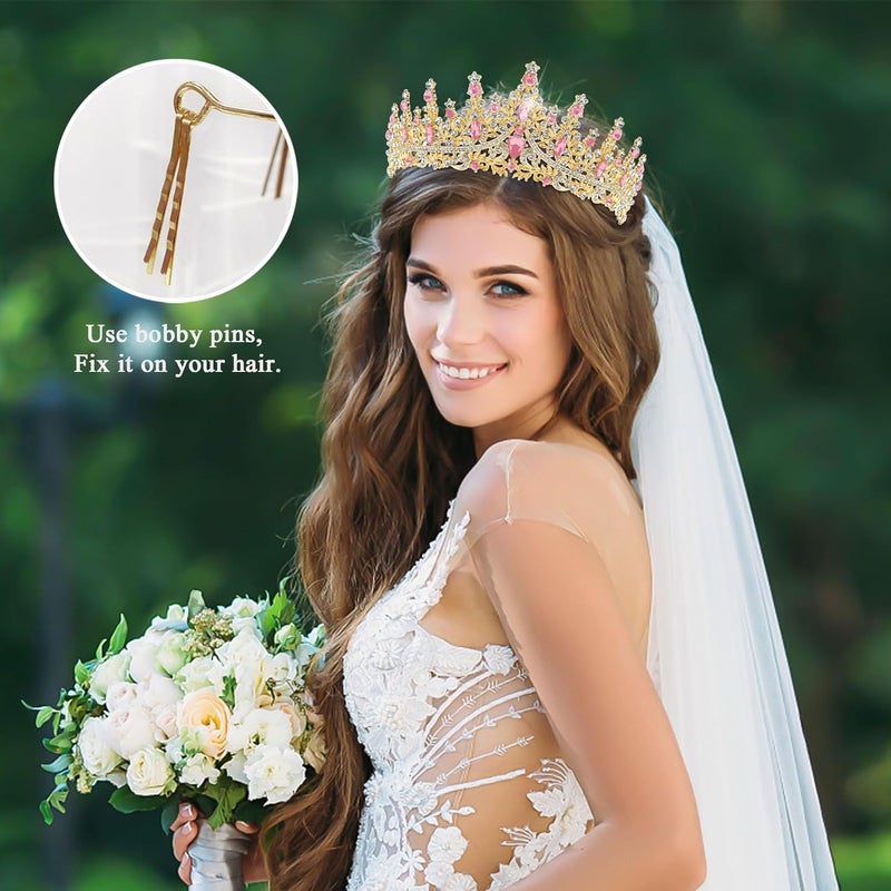TAROSE Crowns for Women, Queen Crystal Gold Silver Tiaras with White Rhinestone and Combs, Goddess Crown for Wedding Bride Birthday Princess Bridal Shower Hair Accessories for Women - Image 5